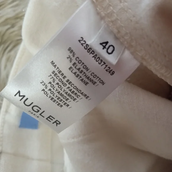 ⭐🆕MUGLER jeans ivory tan sheer panel mesh jeans